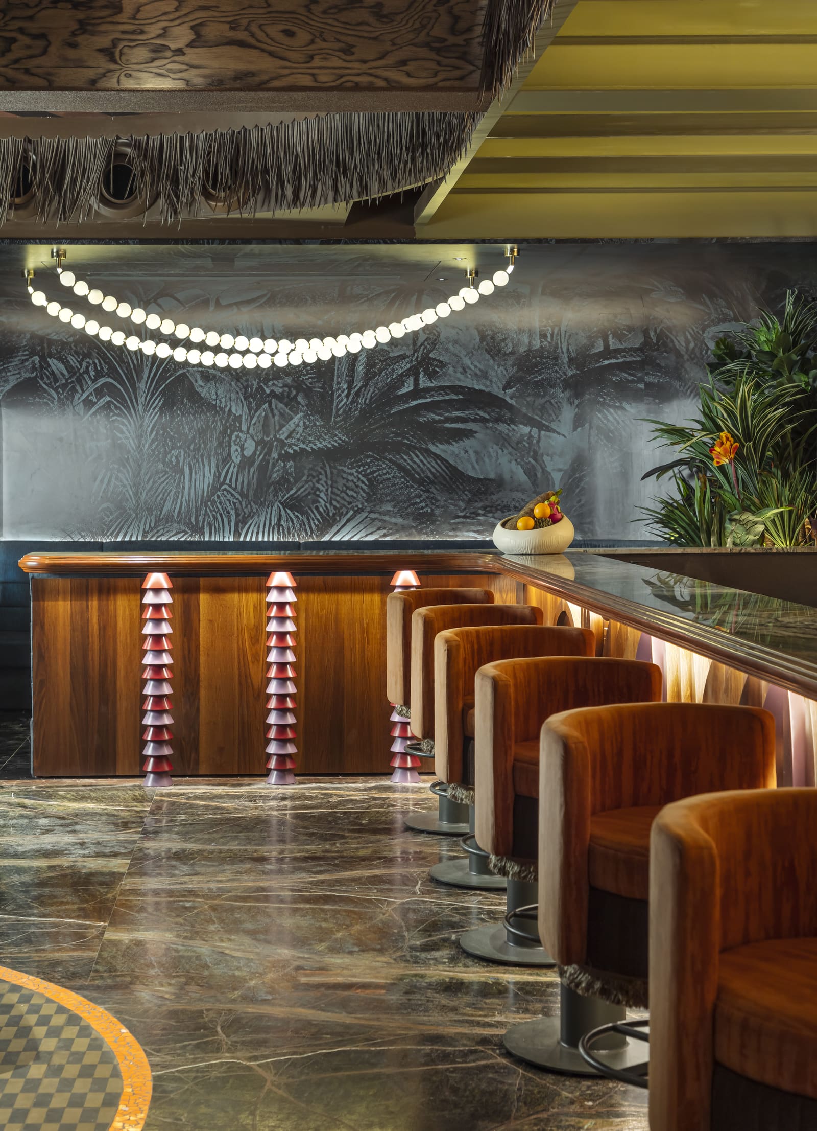 Waikiki bar seating with string lights Mumbai